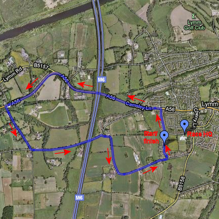 Lymm 5k Road Race route